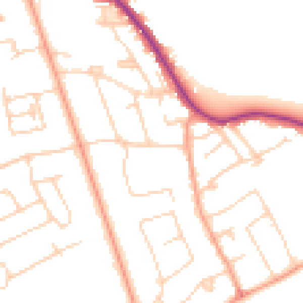 Daytime road noise heatmap for TW16 5ED