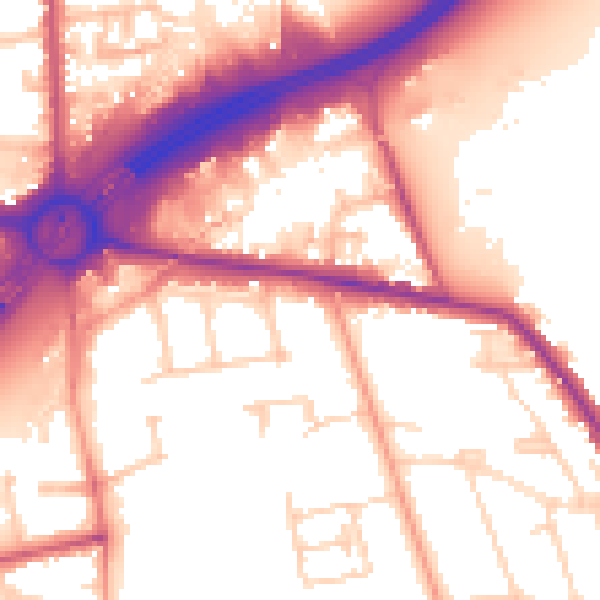 Daytime road noise heatmap for TW16 5EJ