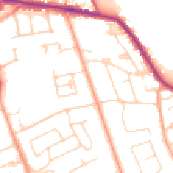 Daytime road noise heatmap for TW16 5EQ