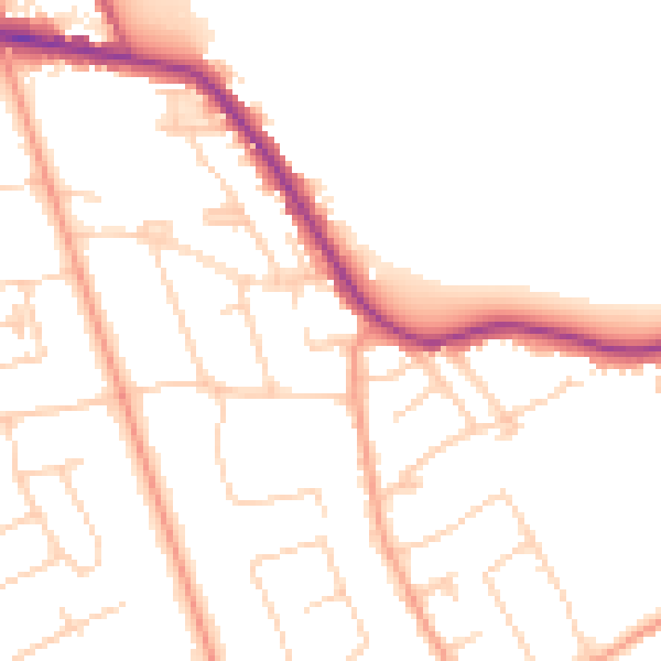Daytime road noise heatmap for TW16 5JP