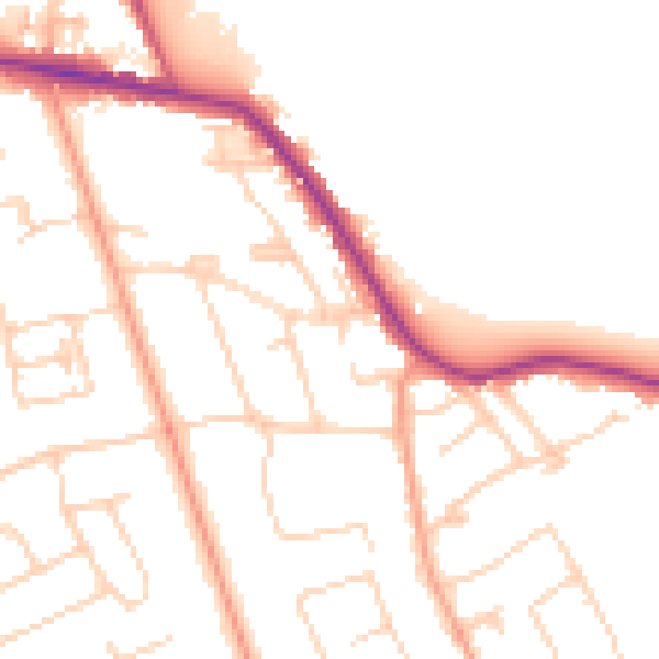 Daytime road noise heatmap for TW16 5LP