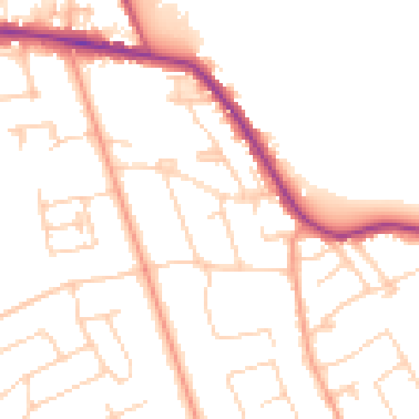 Daytime road noise heatmap for TW16 5LT