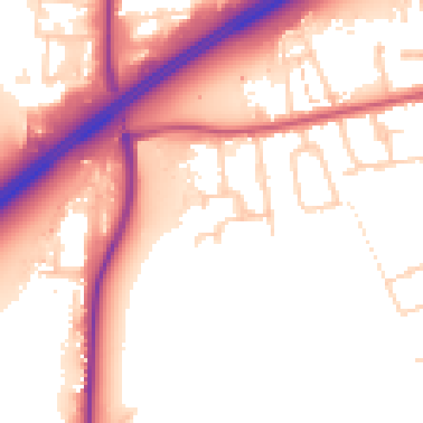 Daytime road noise heatmap for TW16 6JN