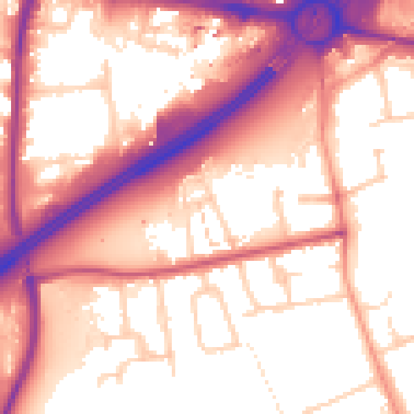 Daytime road noise heatmap for TW16 6NF