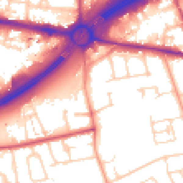 Daytime road noise heatmap for TW16 6PX