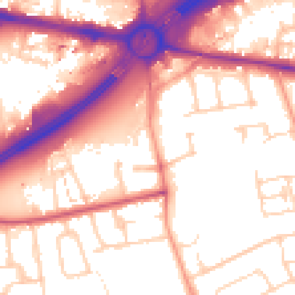 Daytime road noise heatmap for TW16 6PZ