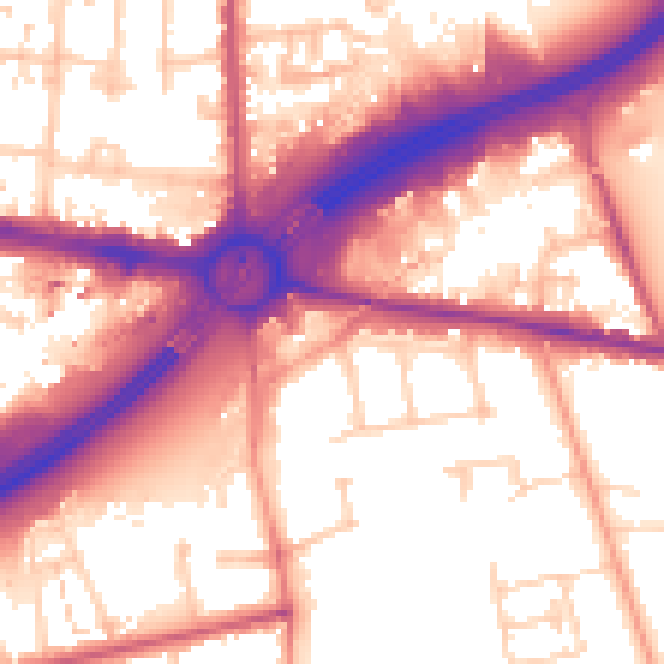Daytime road noise heatmap for TW16 6SA
