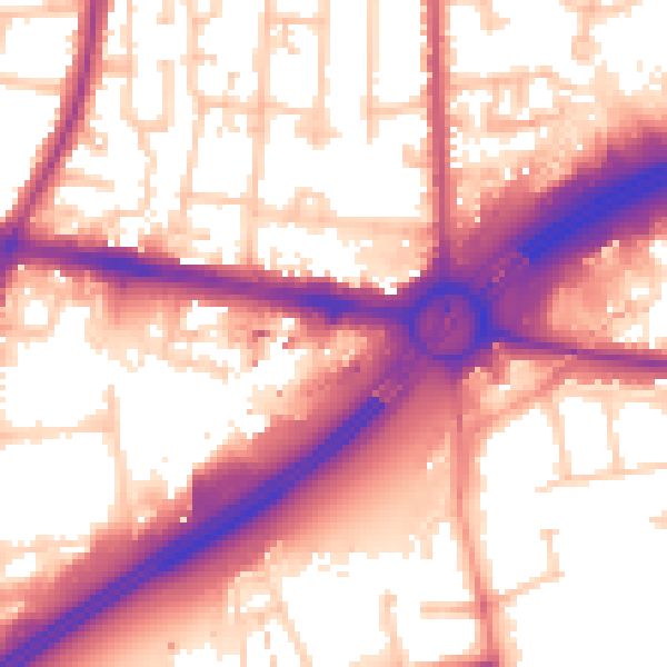 Daytime road noise heatmap for TW16 7BD
