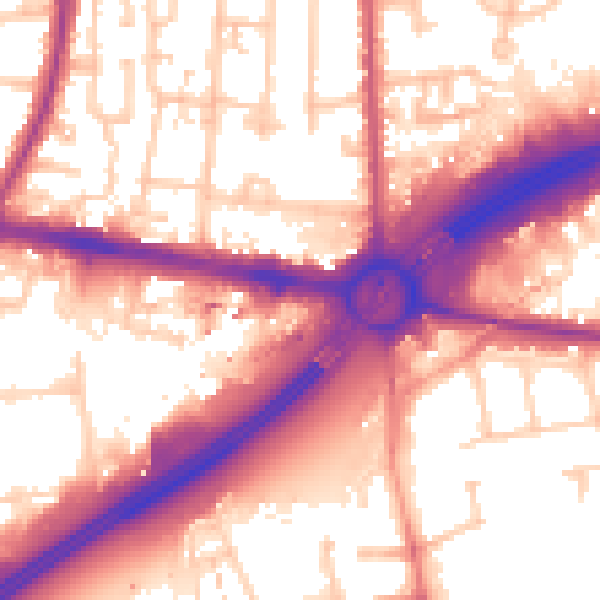 Daytime road noise heatmap for TW16 7BE