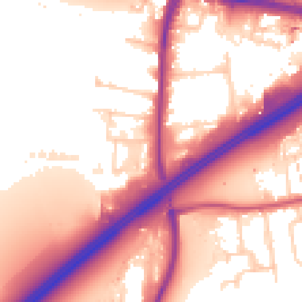 Daytime road noise heatmap for TW16 7FH
