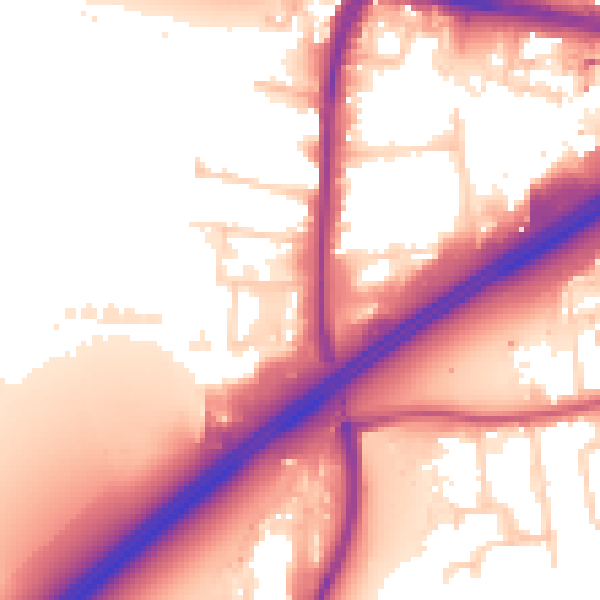 Daytime road noise heatmap for TW16 7FS