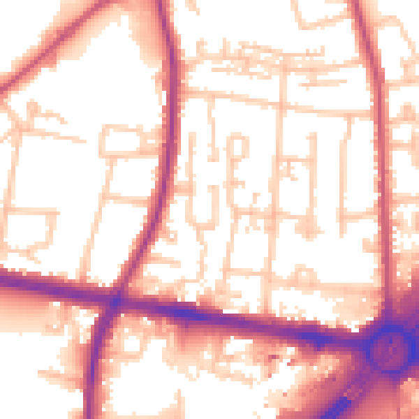 Daytime road noise heatmap for TW16 7JR