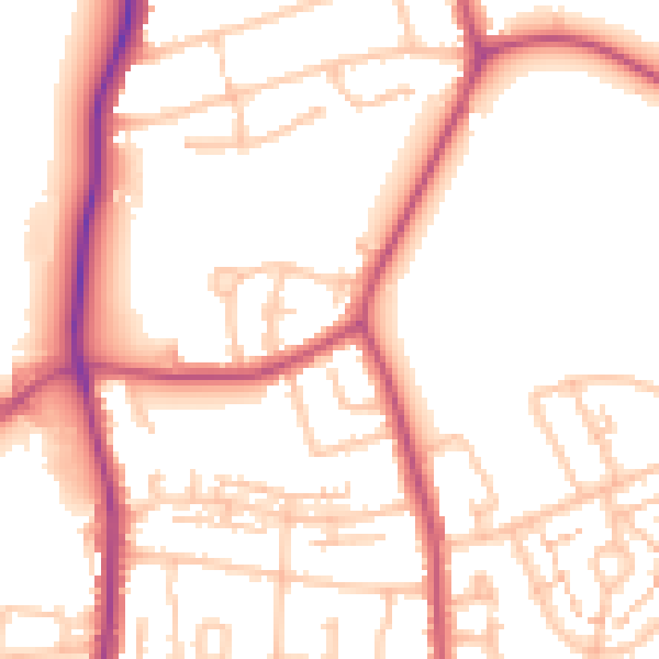 Daytime road noise heatmap for TW16 7JZ