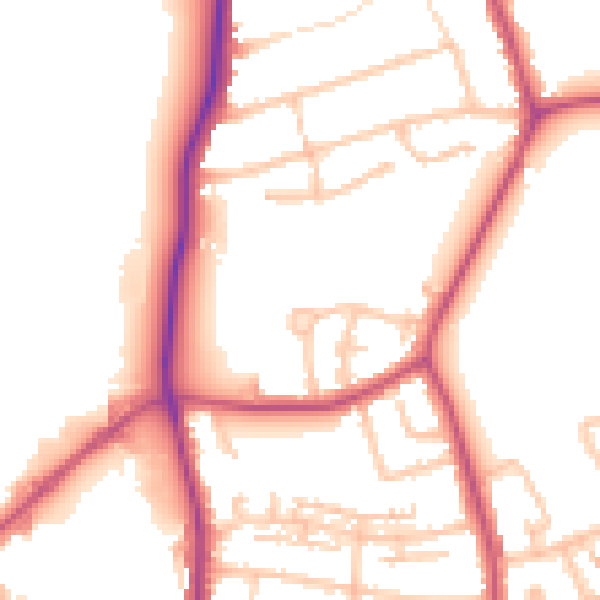 Daytime road noise heatmap for TW16 7LF