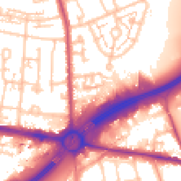 Daytime road noise heatmap for TW16 7RB