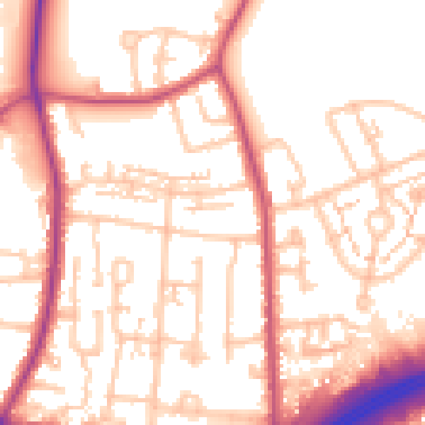 Daytime road noise heatmap for TW16 7RQ