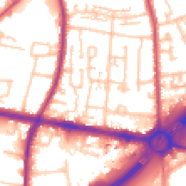 Daytime road noise heatmap for TW16 7TD