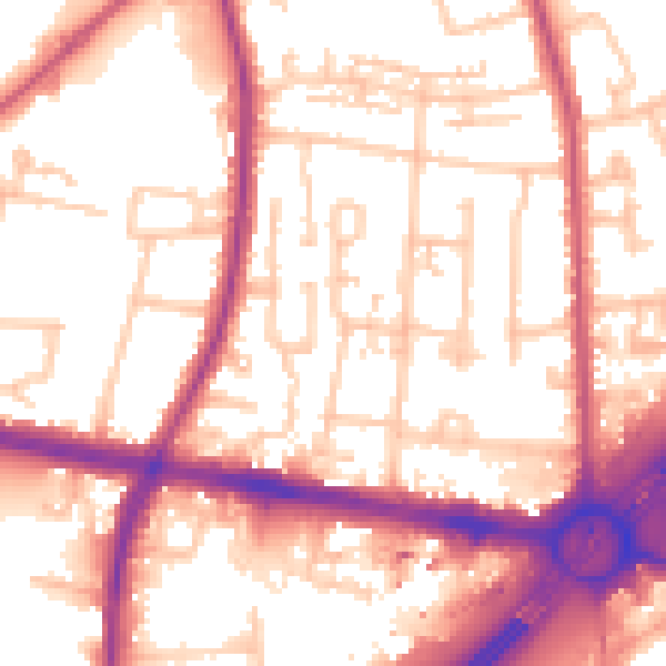 Daytime road noise heatmap for TW16 7TE