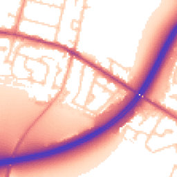 Daytime road noise heatmap for TW17 0BG