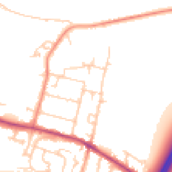 Daytime road noise heatmap for TW17 0DP
