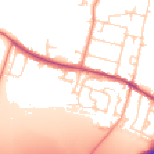Daytime road noise heatmap for TW17 0JE