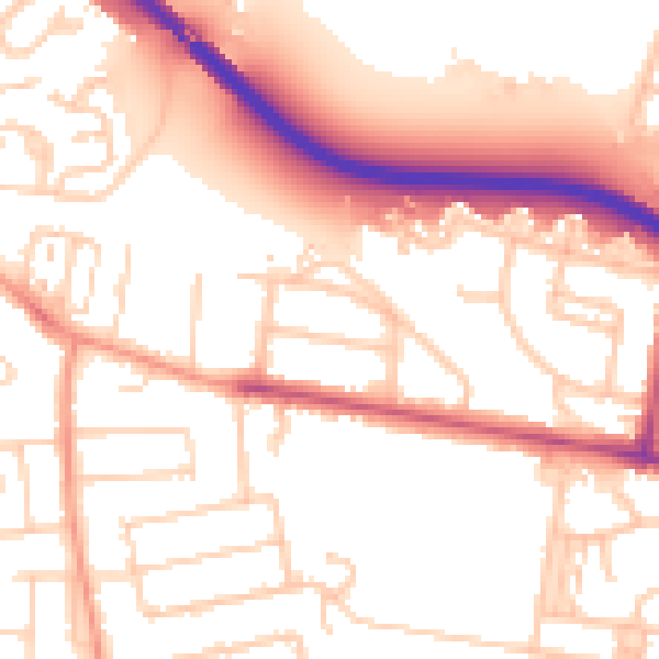 Daytime road noise heatmap for TW18 1DW