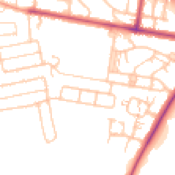 Daytime road noise heatmap for TW18 1LY