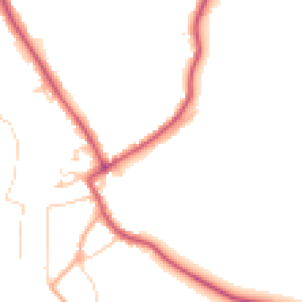 Daytime road noise heatmap for TW18 1RZ