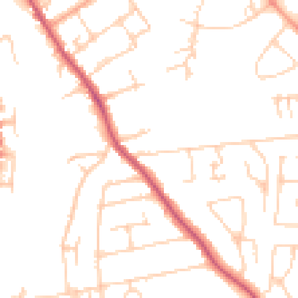 Daytime road noise heatmap for TW18 2QJ