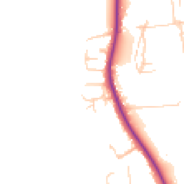 Daytime road noise heatmap for TW18 3NL