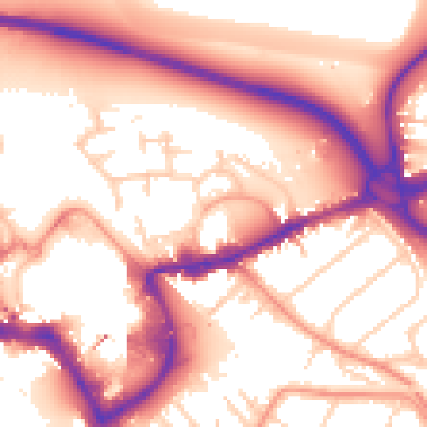 Daytime road noise heatmap for TW18 4DN