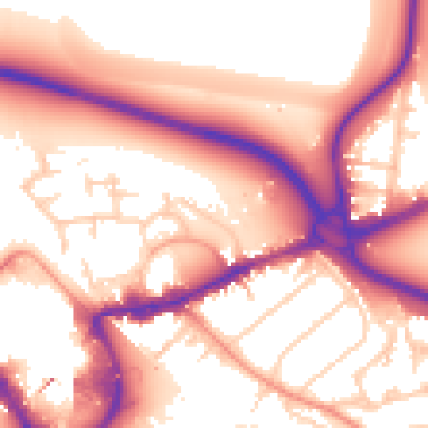 Daytime road noise heatmap for TW18 4HA