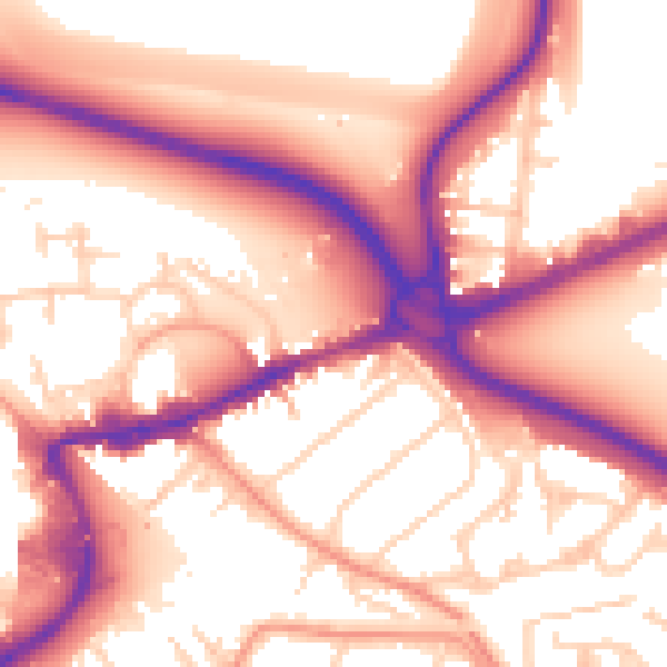 Daytime road noise heatmap for TW18 4HN