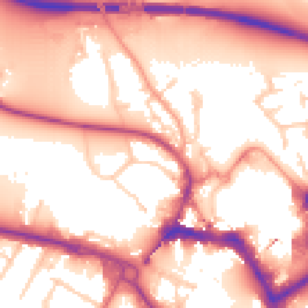 Daytime road noise heatmap for TW18 4XY