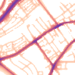 Daytime road noise heatmap for TW2 5AW