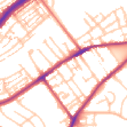 Daytime road noise heatmap for TW2 5BD