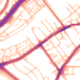 Daytime road noise heatmap for TW2 5DE