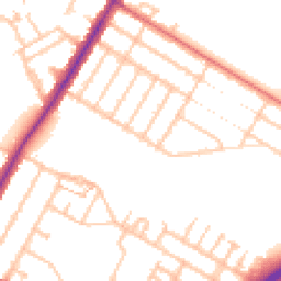 Daytime road noise heatmap for TW2 6AB
