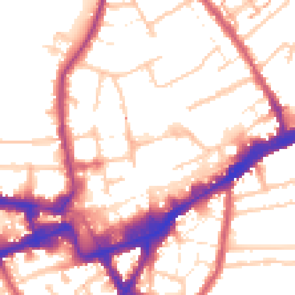 Daytime road noise heatmap for TW3 1ER