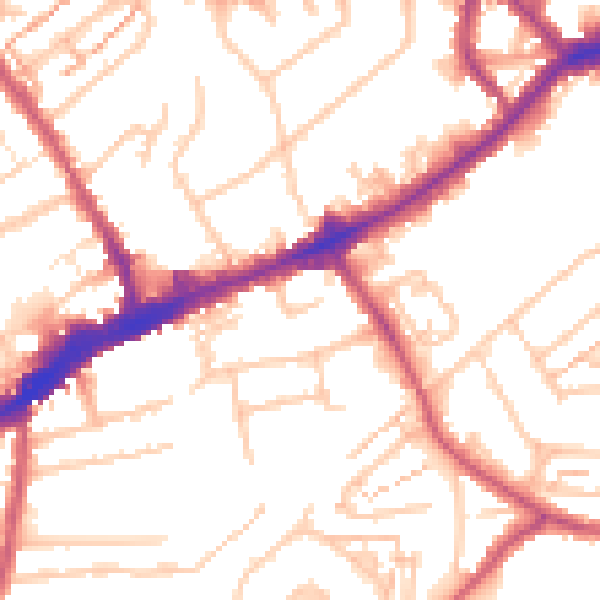 Daytime road noise heatmap for TW3 1SF