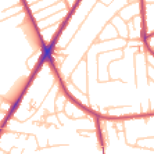 Daytime road noise heatmap for TW3 2LS