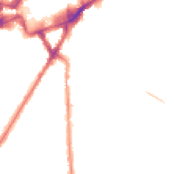 Night-time road noise heatmap for TW3 2NJ