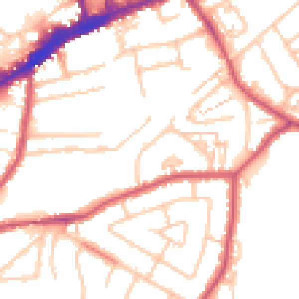 Daytime road noise heatmap for TW3 2PE