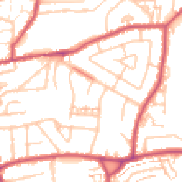 Daytime road noise heatmap for TW3 2QP