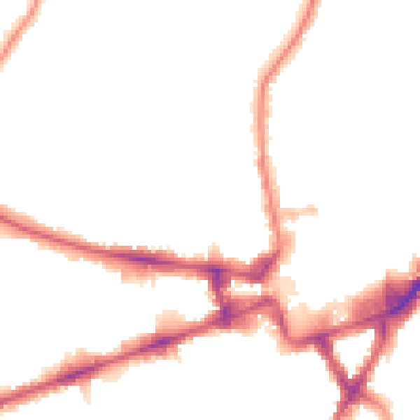 Night-time road noise heatmap for TW3 3AW