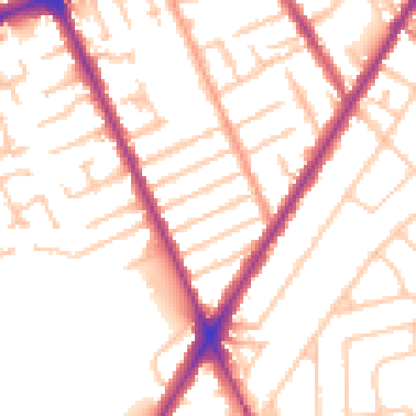 Daytime road noise heatmap for TW3 3TF