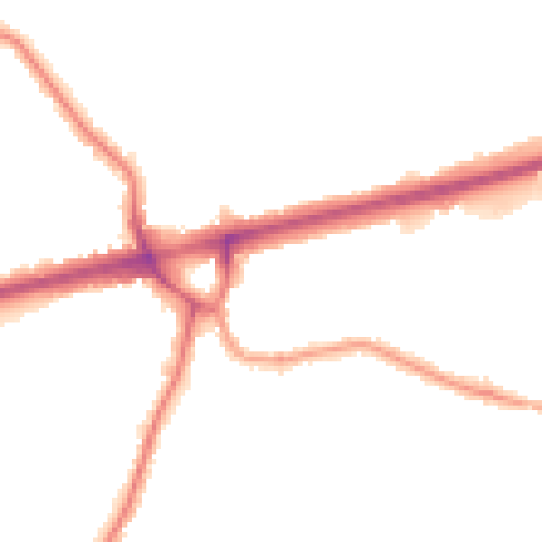 Night-time road noise heatmap for TW3 4AZ