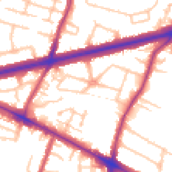 Daytime road noise heatmap for TW3 4LW