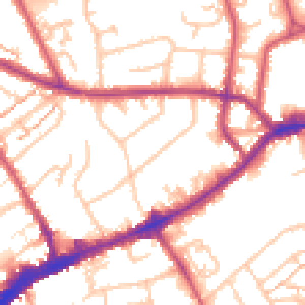 Daytime road noise heatmap for TW7 4AA