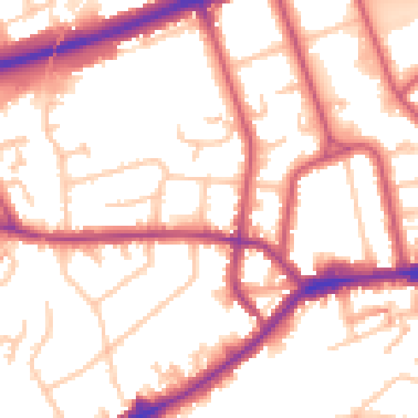 Daytime road noise heatmap for TW7 4AJ